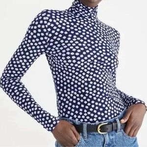 J.Crew‎ Matte Jersey Turtleneck in Floral Print Size Medium